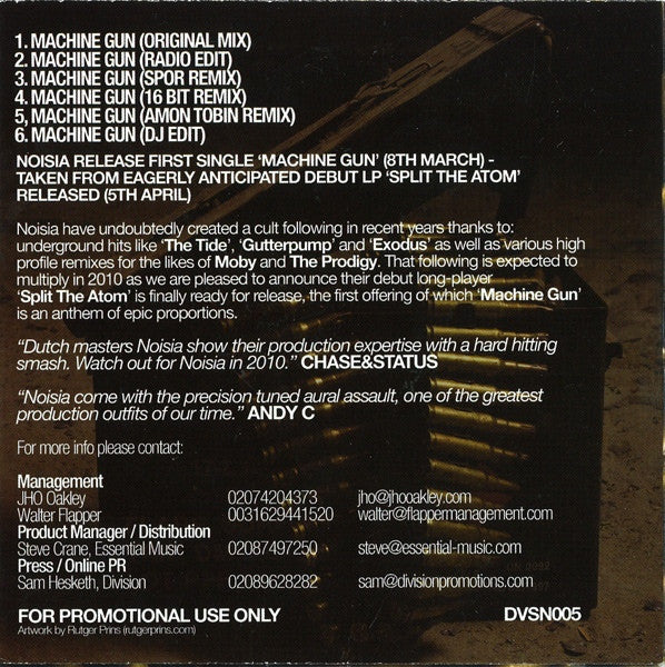 Noisia - Machine Gun (CDr) Division DVSN005 – Mushimushi Records