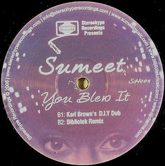 Sumeet - You Blew It 12" Stereohype Recordings SH004