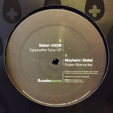 Distal, HXDB, Mayhem - Typewriter Tune VIP / Frozen Barnacles 12" SFS003 Surefire Sound