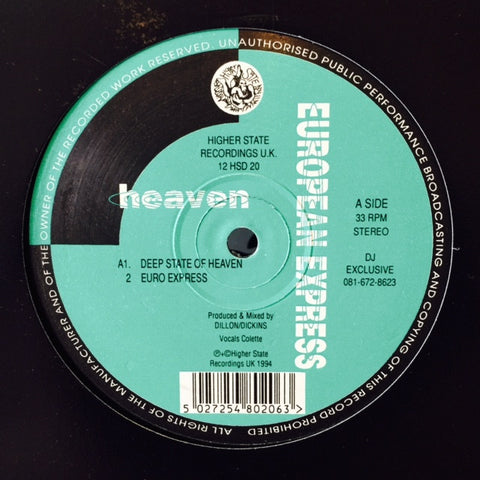 European Express - Heaven 12" 12HSD20 Higher State Records