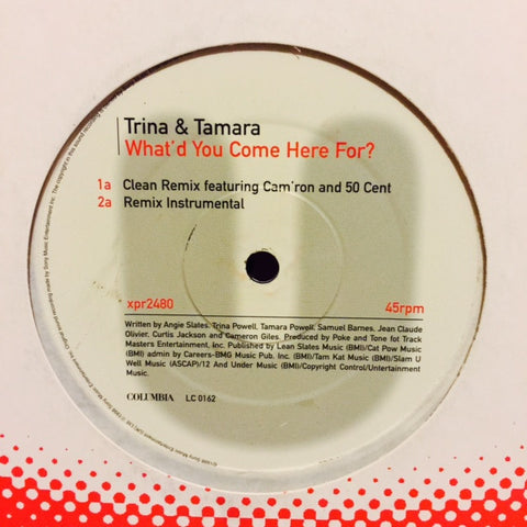 Trina & Tamara - What'd You Come Here For? (Remixes) 12" XPR2480 Columbia