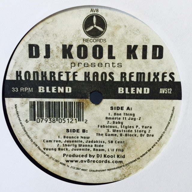 DJ Kool Kid - Konkrete Kaos Remixes 12" AV512 AV8