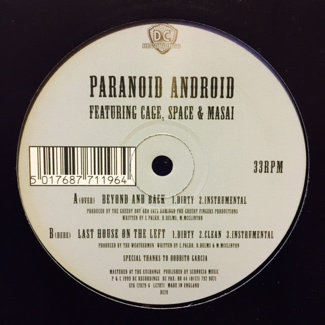 Paranoid Android - Beyond And Back 12" DC19 DC Recordings