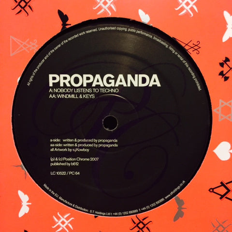 Propaganda - Nobody Listens To Techno / Windmill & Keys 12" PC64 Position Chrome