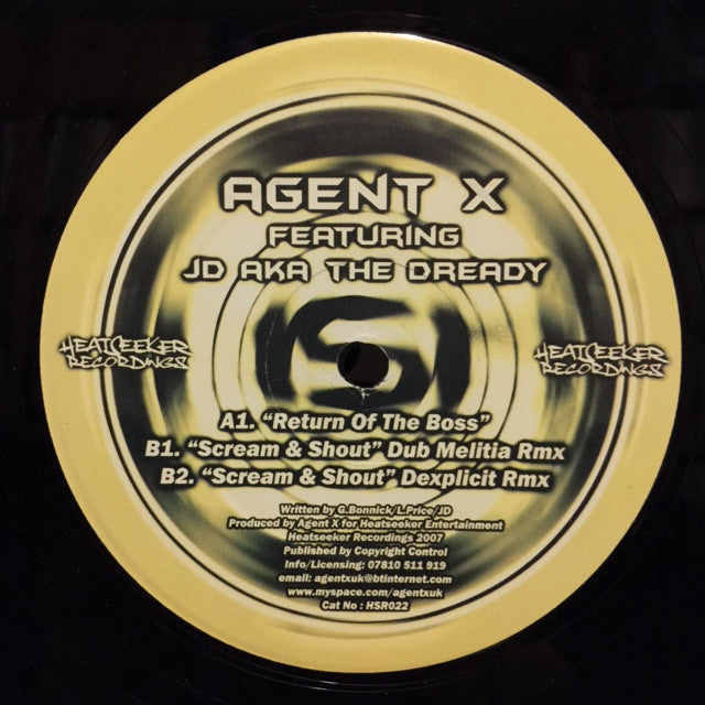 Agent X, JD, The Dready - Return Of The Boss 12" Heatseeker Recordings HSR 022
