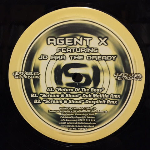 Agent X, JD, The Dready - Return Of The Boss 12" Heatseeker Recordings HSR 022