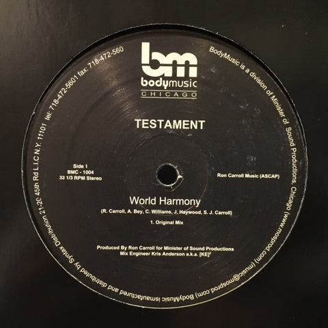 Testament - World Harmony 12" Body Music BMC-1004