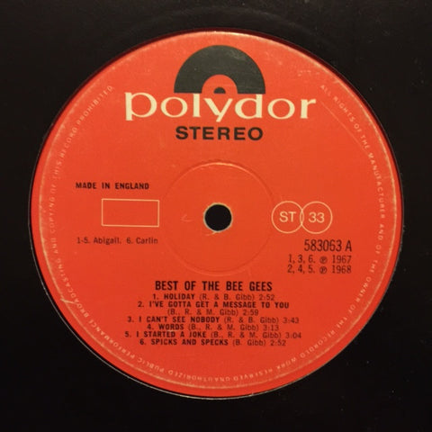 Bee Gees - Best Of Bee Gees 12" Polydor 583063