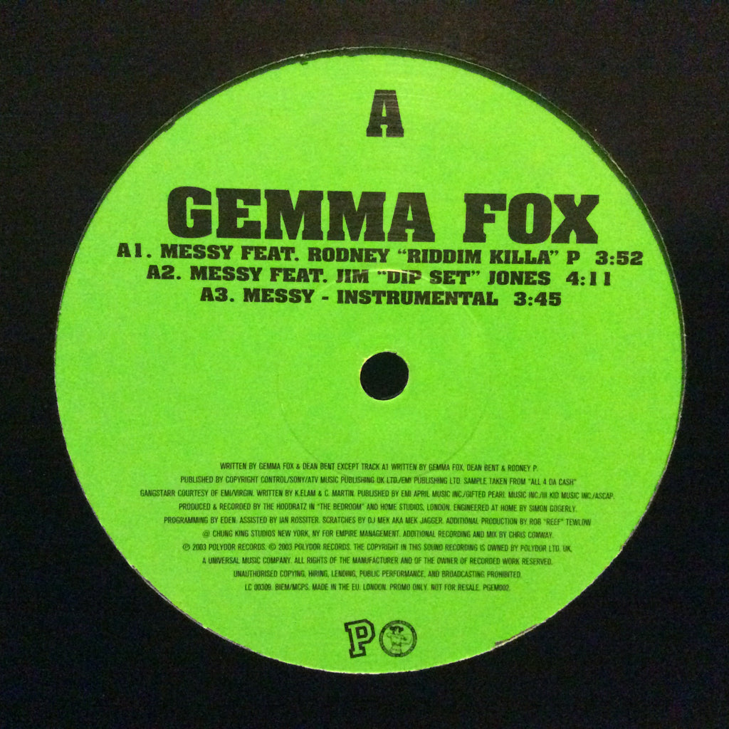 Gemma Fox - Messy 12" Polydor PGEM002
