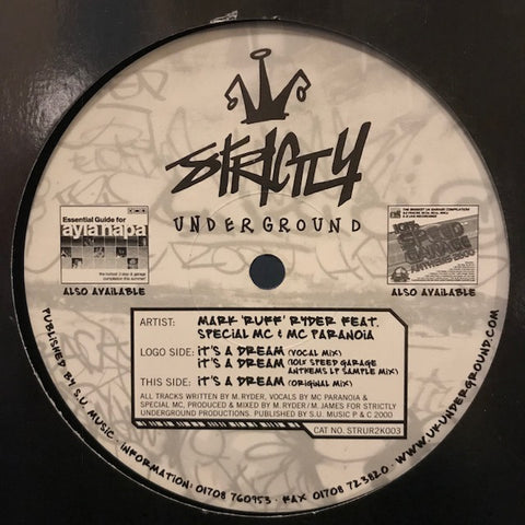 Mark "Ruff" Ryder - It's A Dream 12" Strictly Underground Records STRUR2K 003