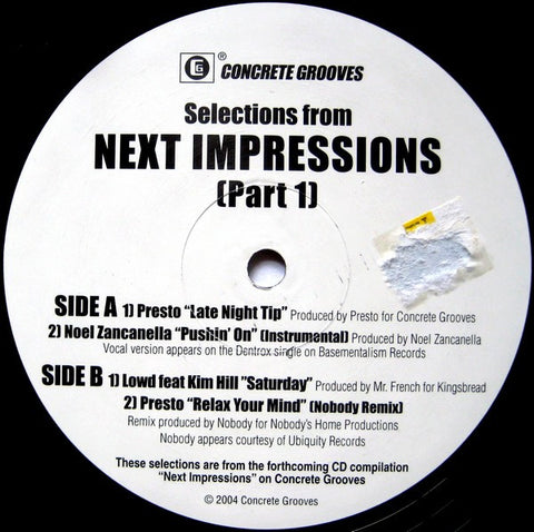 Various – Selections From Next Impressions (Part 1) Concrete Grooves – CG0007