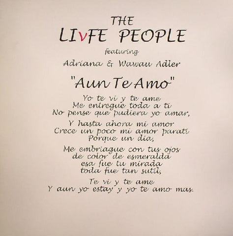 The Livfe People Featuring Adriana & Wawau Adler – Aun Te Amo Livfe Productions – LIVFE6
