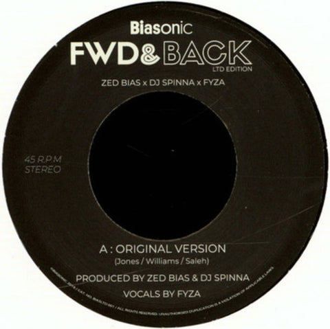 Zed Bias x DJ Spinna x FYZA – Fwd & Back Biasonic – BSNCVNL001