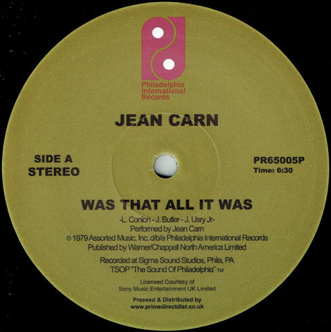 Jean Carn ‎– Was That All It Was Philadelphia International Records ‎– PR65005P