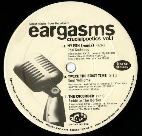 Various – Select Tracks From The Album Eargasms Crucialpoetics Volume 1 Ozone Music, Buds Distribution – BDS799