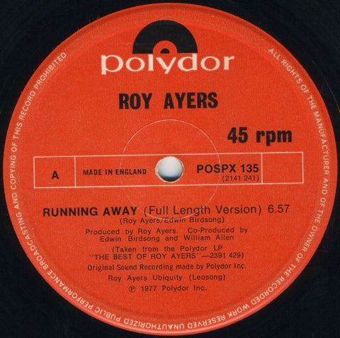 Roy Ayers – Running Away / Can't You See Me Polydor – POSPX135, 2141241