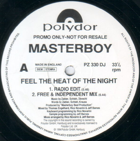 Masterboy ‎– Feel The Heat Of The Night - Polydor ‎– PZ 330 DJ