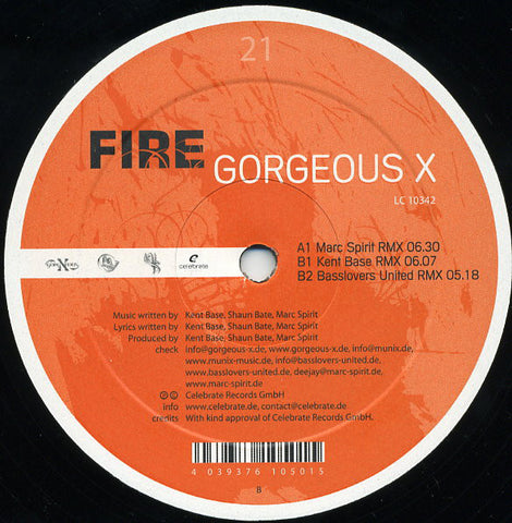 Gorgeous X ‎– Fire Celebrate Records ‎– CR0021