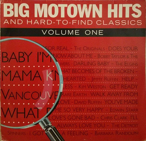 Various - Big Motown Hits And Hard To Find Classics Volume 1 12" WL72431 Tamla Motown