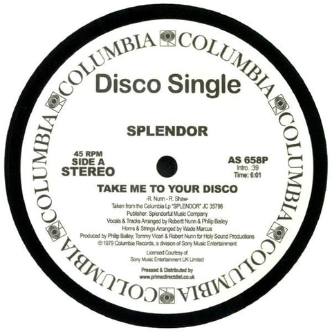 Splendor - Take Me To Your Disco / Special Lady - Columbia ‎– AS658P