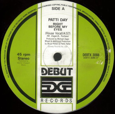 Patti Day - Right Before My Eyes 12" DEBTX3088 Debut