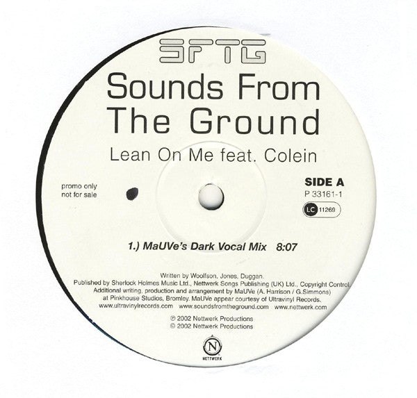 Sounds From The Ground ‎– Lean On Me 12" Nettwerk ‎– P33161-1