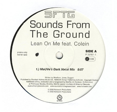 Sounds From The Ground ‎– Lean On Me 12" Nettwerk ‎– P33161-1