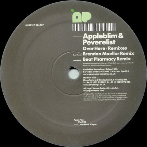 Appleblim, Peverelist - Over Here (Remixes) 12" PIPS002 Apple Pips