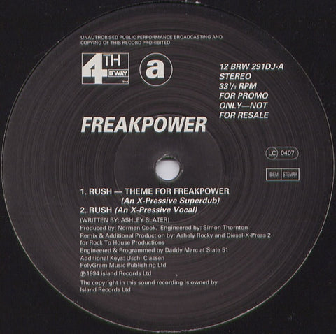 Freak Power - Rush 12" 12BRW291DJ 4th & Broadway