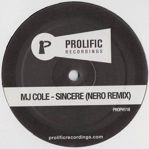 MJ Cole - Sincere (Nero Remix) 12" PROPH118 Prolific Recordings
