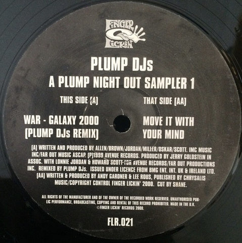 War / Plump DJs ‎– A Plump Night Out (Sampler 1) Finger Lickin' Records ‎– FLR021