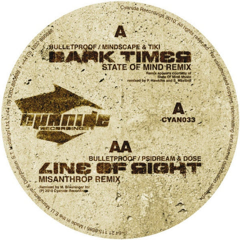 Various - Dark Times (State Of Mind Remix) / Line Of Sight (Misanthrop Remix) 12" CYAN033 Cyanide Recordings