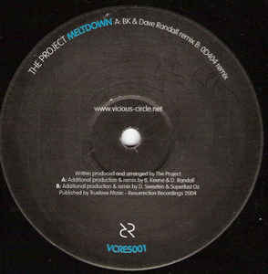 The Project - Meltdown - Resurrection Recordings ‎– VCRES001