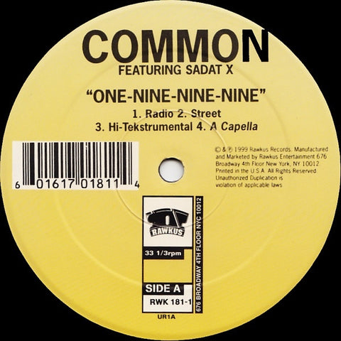 Common - One-Nine-Nine-Nine / Like They Used To Say 12" RWK181 Rawkus