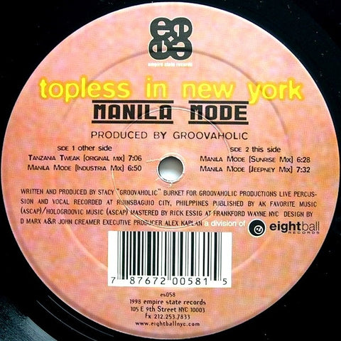 Topless In New York - Manila Mode 12" ES058 Empire State Records