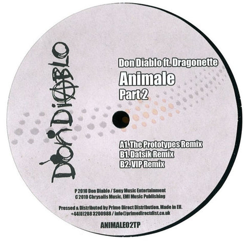 Don Diablo/ Dragonette ‎– Animale Part 2 Sellout Sessions ‎– ANIMALE02TP
