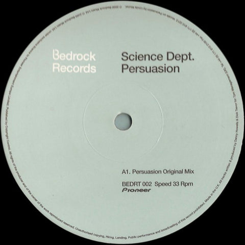 Science Dept - Persuasion / Repercussion Bedrock Records ‎– BEDRT002