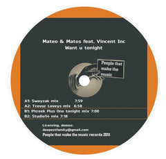Mateo & Matos / Vincent Inc – Want U Tonight People That Make The Music – PTMTM01