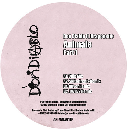 Don Diablo / Dragonette ‎– Animale Part 1 Sellout Sessions ‎– ANIMALE01TP