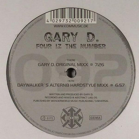 Gary D - Four Iz The Number 12" EDM ‎– EDM 092-1