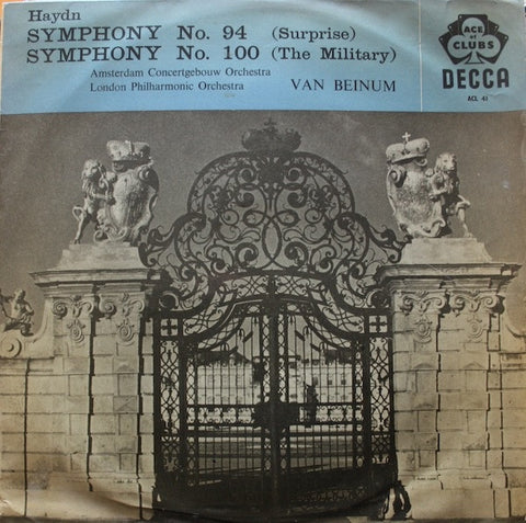 Haydn, Amsterdam Concertgebouw Orchestra, London Philharmonic Orchestra, Van Beinum - Symphony No 94 / Symphony No 100 12" ACL41 Ace Of Clubs, Decca
