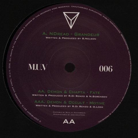 N Dread, Demon, Chapta, Occult - Grandeur / Fate / Motive 12" MUV006 Macabre Unit Recordings