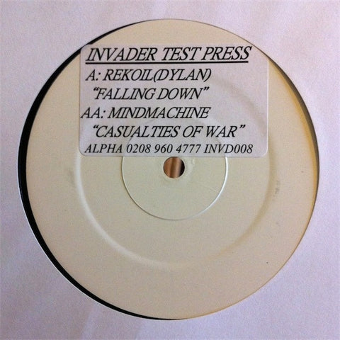 Rekoil / Mindmachine ‎– Falling Down / Casualties Of War 12" PROMO Invader Recordings ‎– INVD008