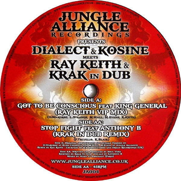 Dialect & Kosine Meets Ray Keith & Krak In Dub ‎– Got To Be Conscious 12" Jungle Alliance Recordings ‎– JA004