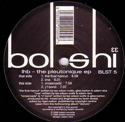 LHB ‎– The Pleutonique EP Bolshi Records ‎– BLST05