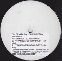 Dolce Vita - Translated Into Love - PROMO DOLCE001
