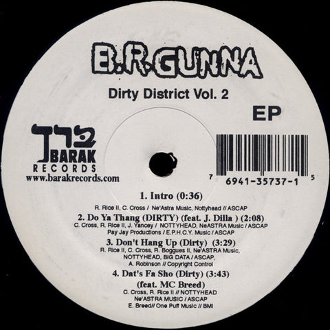 B.R. Gunna ‎– Dirty District Vol. 2 EP 12" Barak Records ‎– BRK35737
