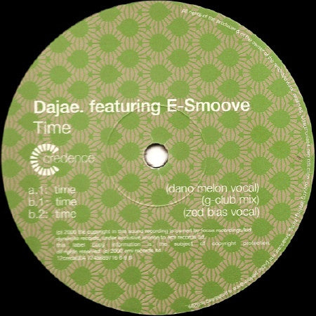 Dajae, E-Smoove - Time 12" 12CREDX004, 724388971669 Credence
