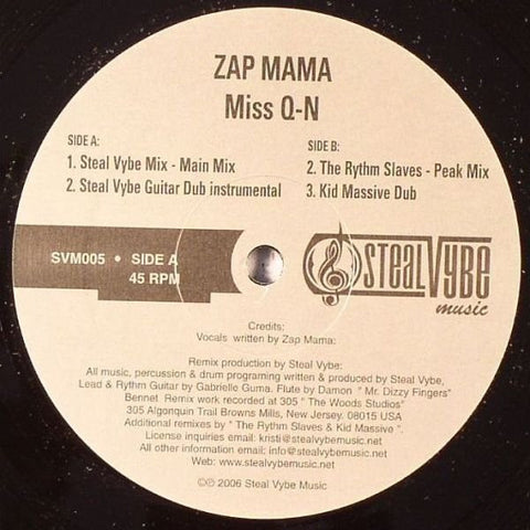 Zap Mama - Miss Q-N 12" SVM005 Steal Vybe Music