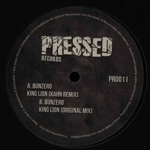 Bunzero - King Lion 12" Pressed Records ‎– PRD011